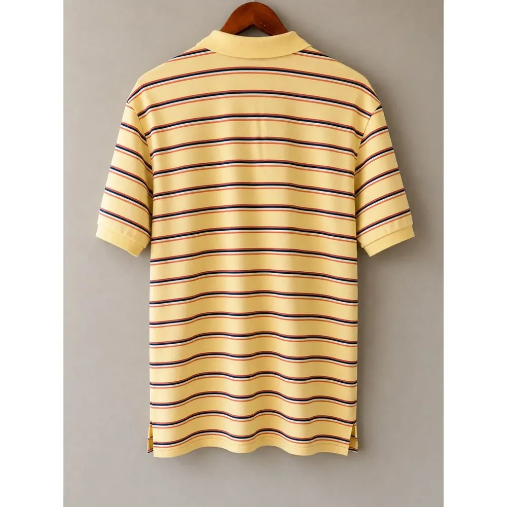 Vintage Ralph Lauren Polo Shirt Mens XL Yellow Striped Americana Preppy 90s
